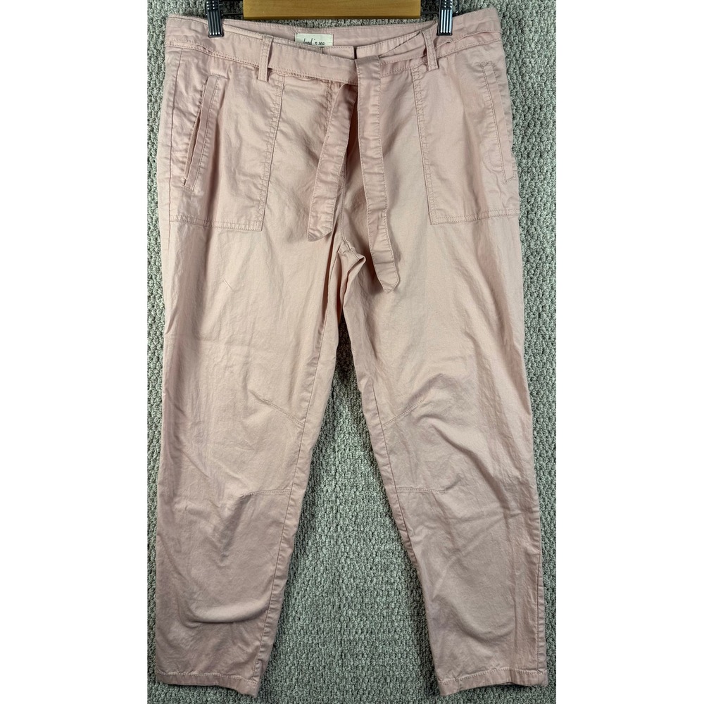 Land n Sea Utility Pants 10 Pink Tie Waist Tapered Cargo Cotton